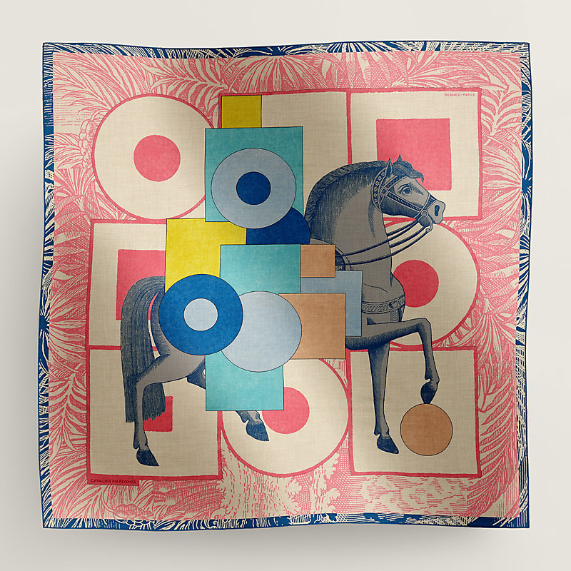 Cavalier en Formes shawl 140 - Pink | Hermès Finland